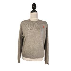 Divided Gray Top with Embroidered Heart Detail - Women's Size Small